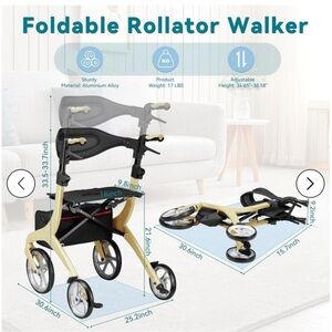 Foldable Mobility Walker in Black and Red